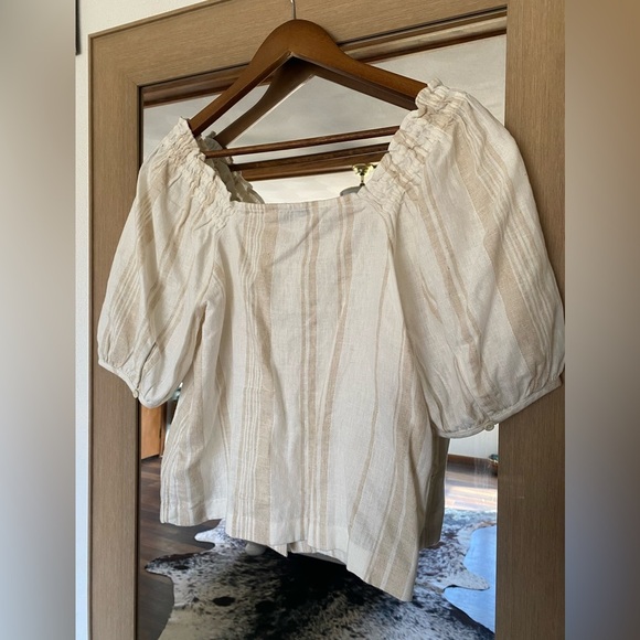 Madewell Cream Striped Linen Blouse - Picture 2 of 7